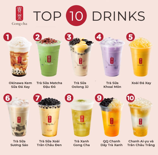 Menu Gong Cha